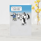 Schattigee Penguin Let's Party Uitnodiging (Gele Bloem)