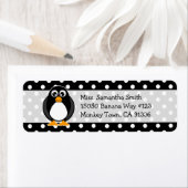 Schattigee Penguin Polka Dot Return-adreslabels Etiket (Insitu)