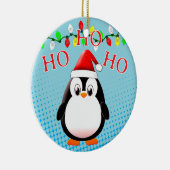 Schattigee Penguin Santa Hat kerstverlichting Keramisch Ornament (Rechts)