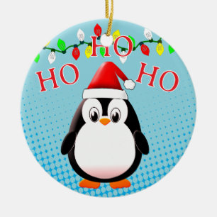 Schattigee Penguin Santa Hat kerstverlichting Keramisch Ornament