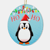 Schattigee Penguin Santa Hat kerstverlichting Keramisch Ornament (Links)