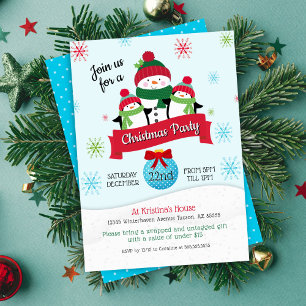 Schattigee Penguin Snowman Ornament Holiday Party Kaart