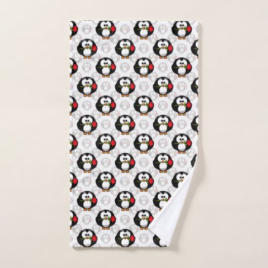 Schattigee Penguin Surface Pattern Design Print Bad Handdoek (Handdoek)