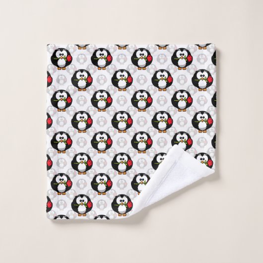 Schattigee Penguin Surface Pattern Design Print Bad Handdoek (Wasdoekje)