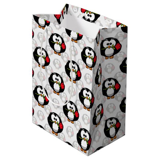 Schattigee Penguin Surface Pattern Design Print Medium Cadeauzakje (Achterkant Gekanteld)