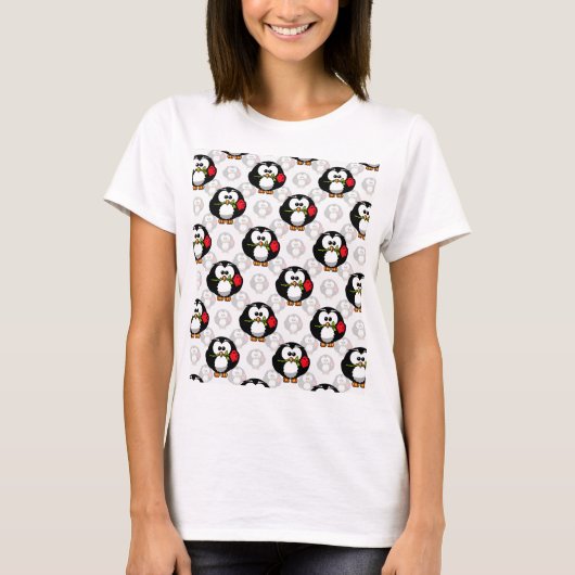 Schattigee Penguin Surface Pattern Design Print T-shirt (Voorkant)