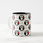 Schattigee Penguin Surface Pattern Design Print Tweekleurige Koffiemok (Voorkant links)
