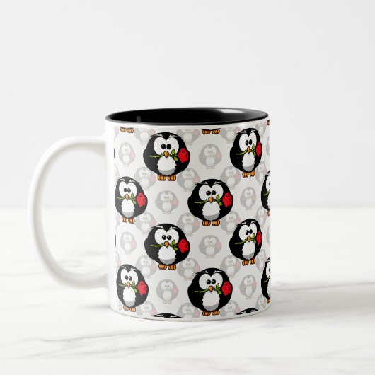 Schattigee Penguin Surface Pattern Design Print Tweekleurige Koffiemok (Links)