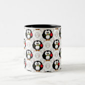 Schattigee Penguin Surface Pattern Design Print Tweekleurige Koffiemok (Center)