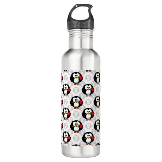 Schattigee Penguin Surface Pattern Design Print Waterfles (Voorkant)