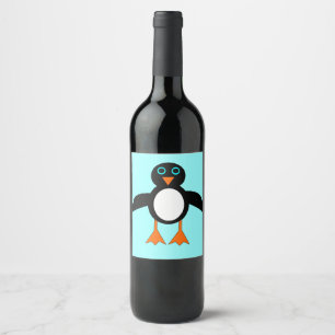 Schattigee Penguin Wijnflesetiketten Wijn Etiket