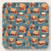 Schattigee peperkoek huizen en bomen bier onderzetter (Voorkant)