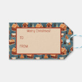 Schattigee peperkoek huizen en bomen cadeaulabel (Voorkant (Horizontaal))