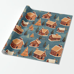 Schattigee peperkoek huizen en bomen cadeaupapier