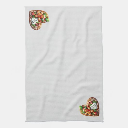 Schattigee peperkoek Man Hart Vrolijk Kerstfeest Theedoek (Verticaal)