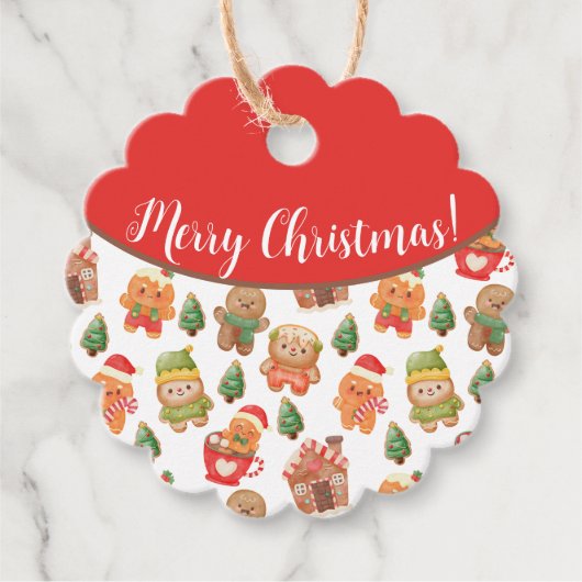 Schattigee peperkoek man koekjes kerstvakantie bedankjes labels (Voorkant)