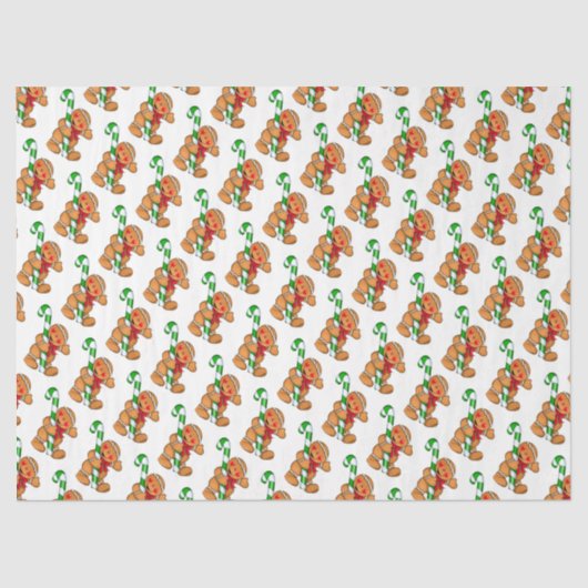 Schattigee peperkoek Man met Candy Cane Tissuepapier (Voorkant)