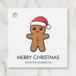 Schattigee peperkoek man met kerstmis bedankjes labels