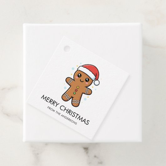 Schattigee peperkoek man met kerstmis bedankjes labels (In situ)