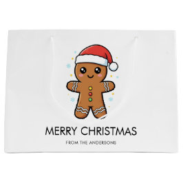 Schattigee peperkoek man met kerstmis groot cadeauzakje