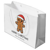 Schattigee peperkoek man met kerstmis groot cadeauzakje (Achterkant Gekanteld)