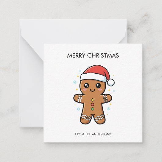 Schattigee peperkoek man met kerstmis notitiekaartje (Voorkant)