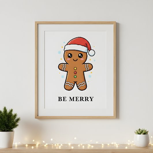 Schattigee peperkoek man met kerstmis poster