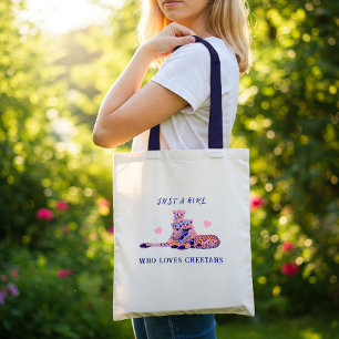 Schattigee perzik Paarse pastel cheetah familie Tote Bag