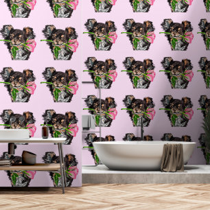 Schattigee Pet Dog met Roos Behang