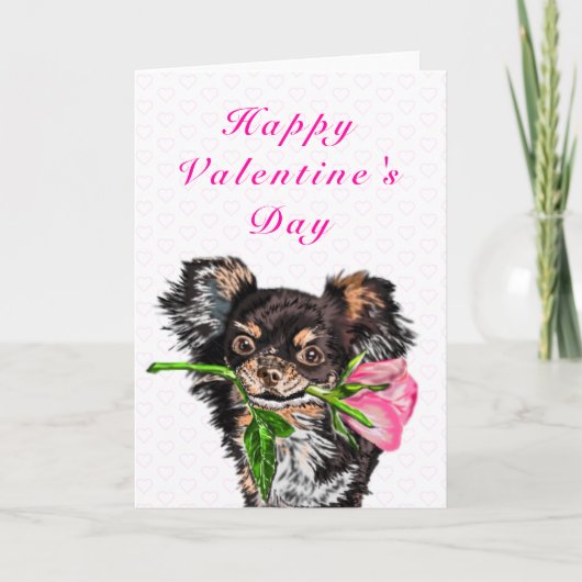 Schattigee Pet Dog met Rozen Valentijnsdag Kaart (Voorkant)