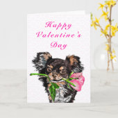 Schattigee Pet Dog met Rozen Valentijnsdag Kaart (Gele Bloem)
