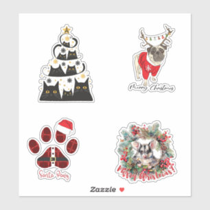 Schattigee Pet Holiday Stickers Custom-Cut Vinyl S