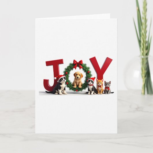 Schattigee Pet Joy Christmas Kaart Kitten Puppy Va (Voorkant)