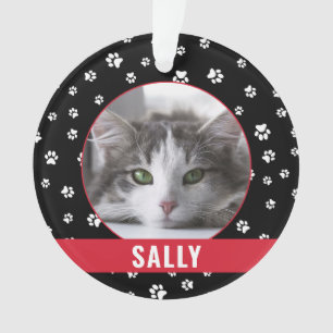 Schattigee Pet Paw Prints Rood Gepersonaliseerde K Ornament