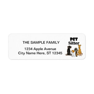 Schattigee Pet Sitter Hond en Kat Cartoon Etiket
