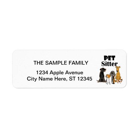 Schattigee Pet Sitter Hond en Kat Cartoon Etiket (Voorkant)