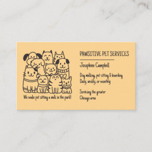 Schattigee Pet Sitter Yellow Cat Dog QR-code Visitekaartje