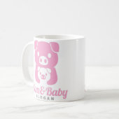 Schattigee piggy mama papa roze kleur mok (Voorkant links)