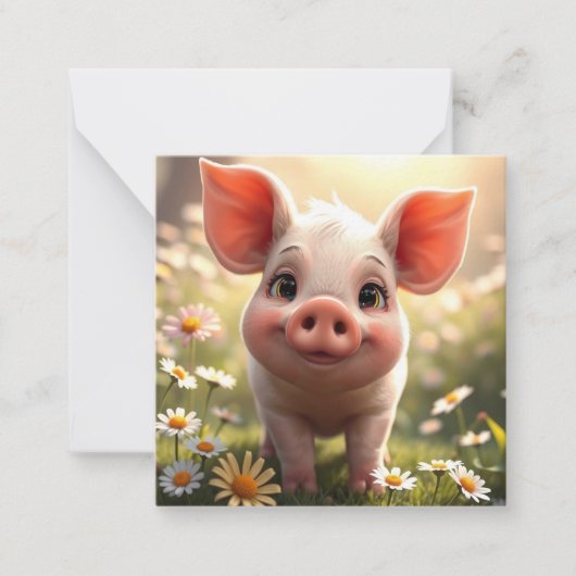 Schattigee Piglet Note-Kaart Notitiekaartje (Voorkant)