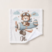 Schattigee Pilot Teddy Bear gepersonaliseerd Washandje (Wasdoekje)