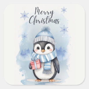 Schattigee pinguïn 2 vierkante sticker