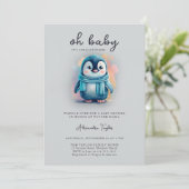Schattigee Pinguïn Baby Koud Buiten Sweet Boy Show Kaart (Staand voorkant)
