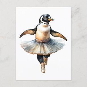 Schattigee pinguïn ballerina dansen ballet feestdagenkaart
