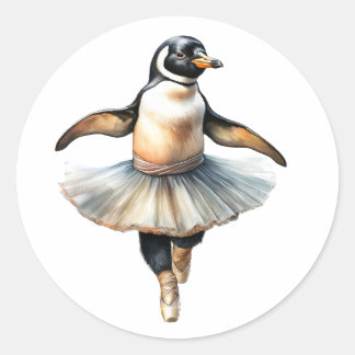 Schattigee pinguïn ballerina dansen ballet ronde sticker