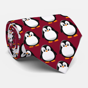 Schattigee pinguïn Cartoon Bourgogne Stropdas