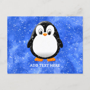 Schattigee Pinguïn Cartoon Custom Winter Blue Wate Briefkaart