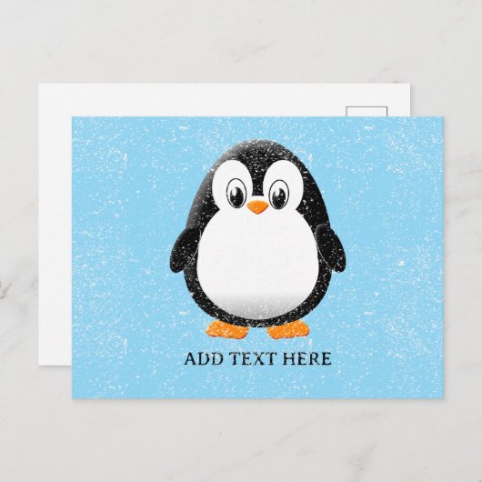 Schattigee Pinguïn Cartoon Custom Winter Briefkaart (Voorkant / Achterkant)