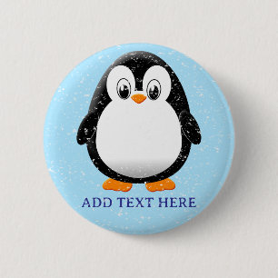 Schattigee Pinguïn Cartoon Custom Winter Ronde Button 5,7 Cm