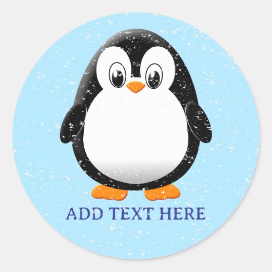 Schattigee Pinguïn Cartoon Custom Winter Ronde Sticker (Voorkant)