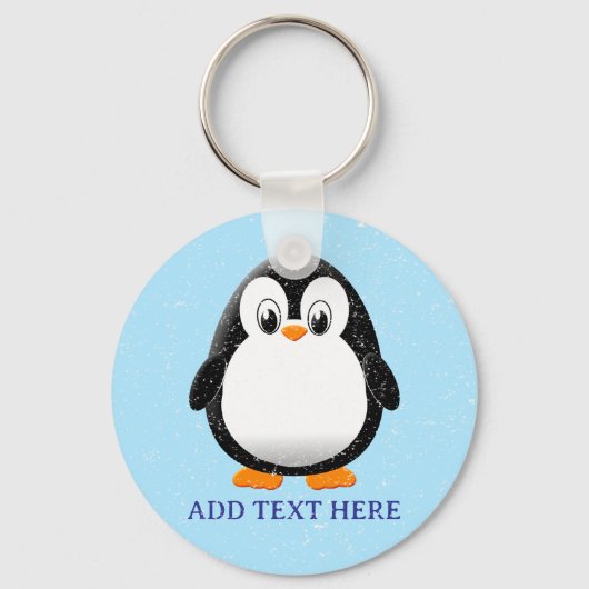 Schattigee Pinguïn Cartoon Custom Winter Sleutelhanger (Voorkant)
